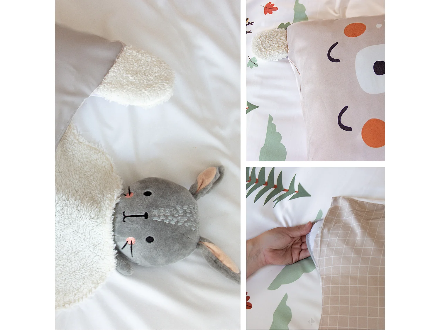 Parure de lit enfant FOREST 140x200 cm en microfibre beige 2 pièces