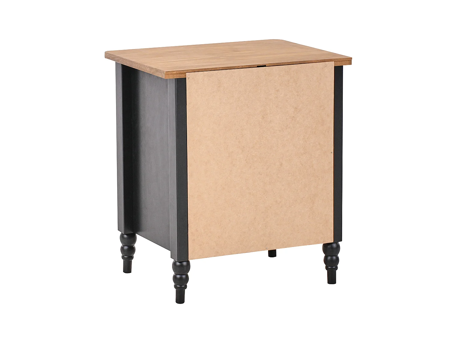 Comodino 2 cassetti SHILLINGTON Legno di pino Marrone/ Nero