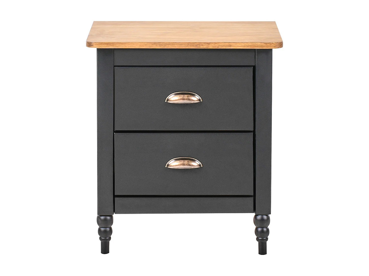 Nachttisch Kiefernholz schwarz/braun 2 Schubladen Nachtschrank Shillington