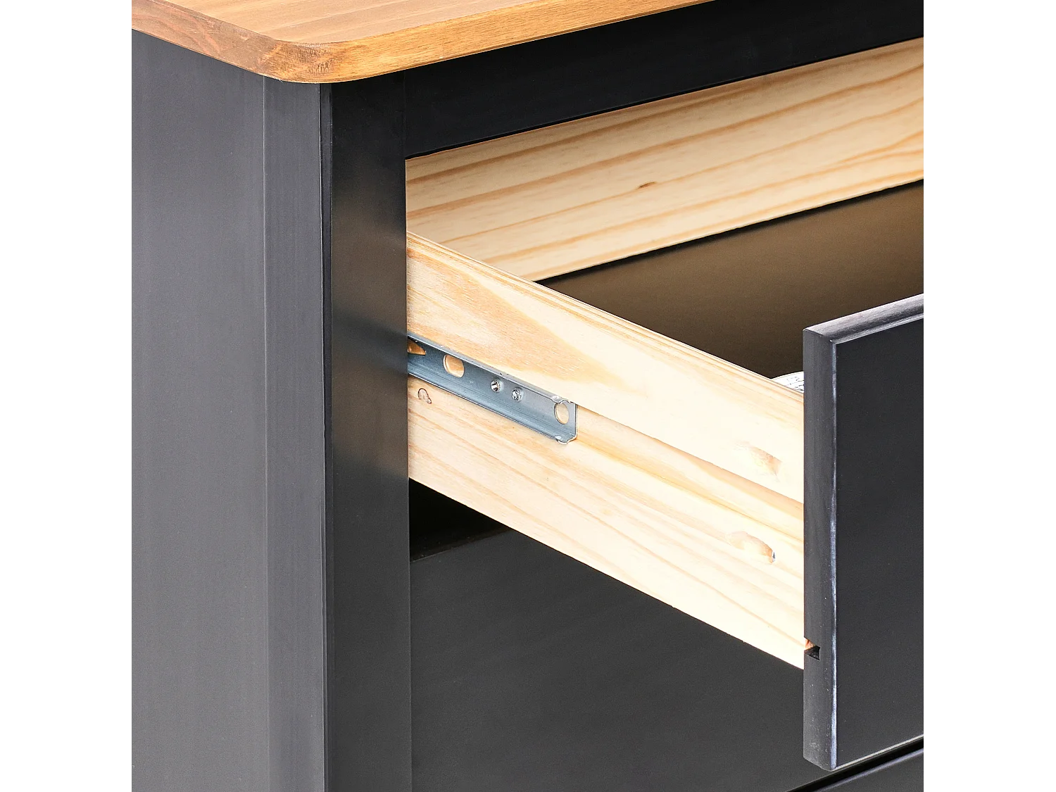 Nachttisch Kiefernholz schwarz/braun 2 Schubladen Nachtschrank Shillington