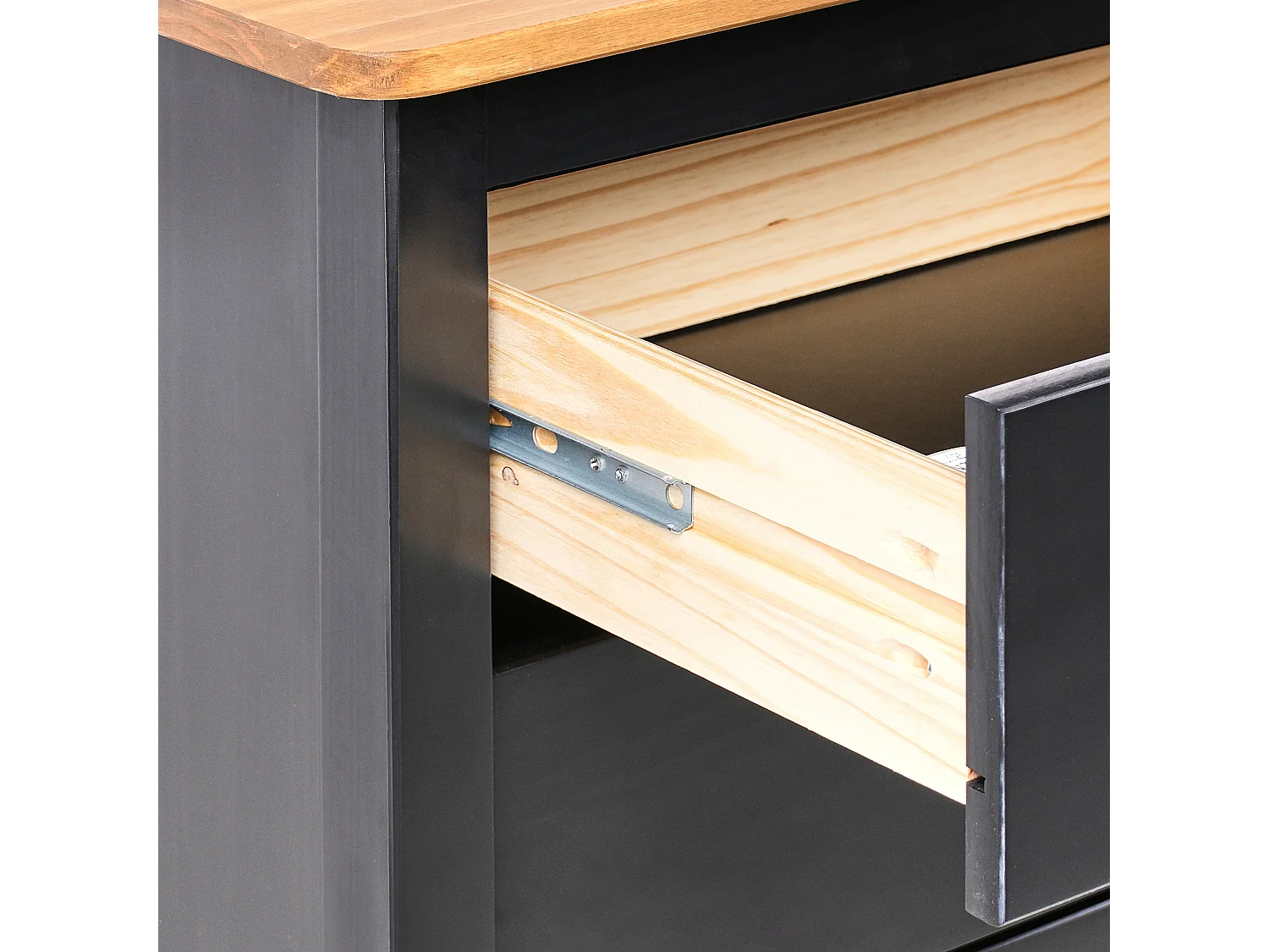 Nachttisch Kiefernholz schwarz/braun 2 Schubladen Nachtschrank Shillington