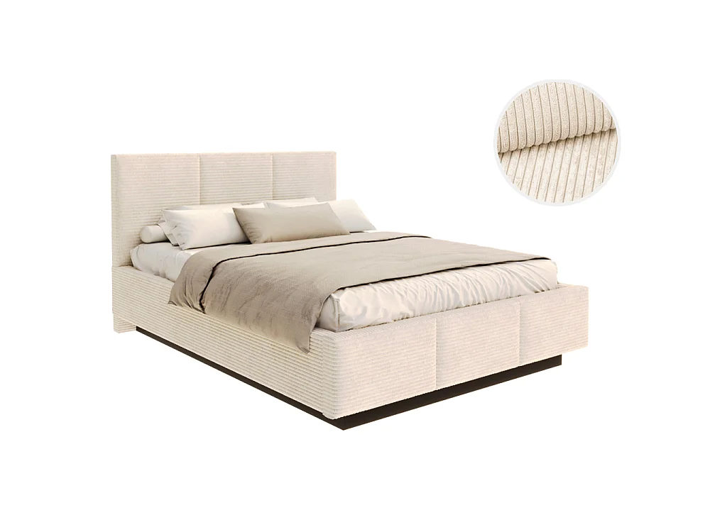 Lit coffre Aveiro velours côtelé 120 x 200 cm avec sommier à lattes relevable Beige Foncé