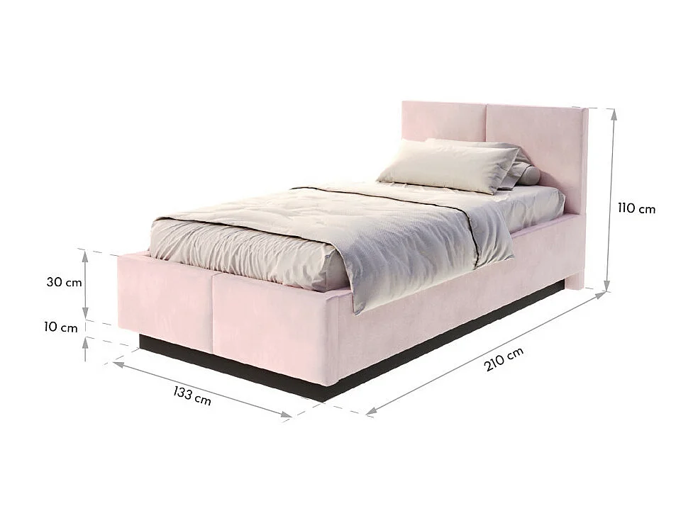 Lit coffre Aveiro 120 x 200 cm avec sommier à lattes relevable Rose pâle