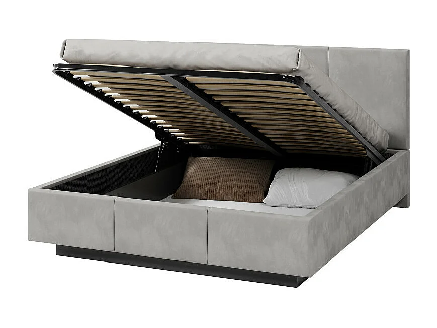 Lit coffre Aveiro 120 x 200 cm avec sommier à lattes relevable Gris Clair