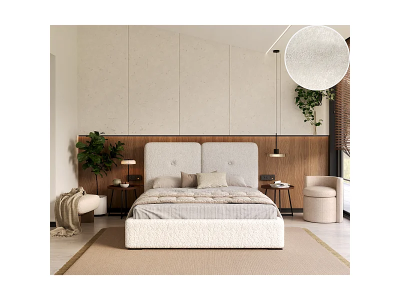 Lit coffre Rivello 160 x 200 cm avec sommier à lattes relevable Blanc