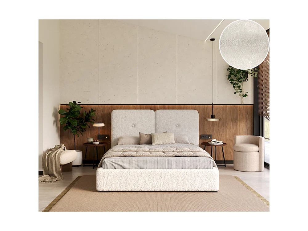 Lit coffre Rivello 160 x 200 cm avec sommier à lattes relevable Blanc