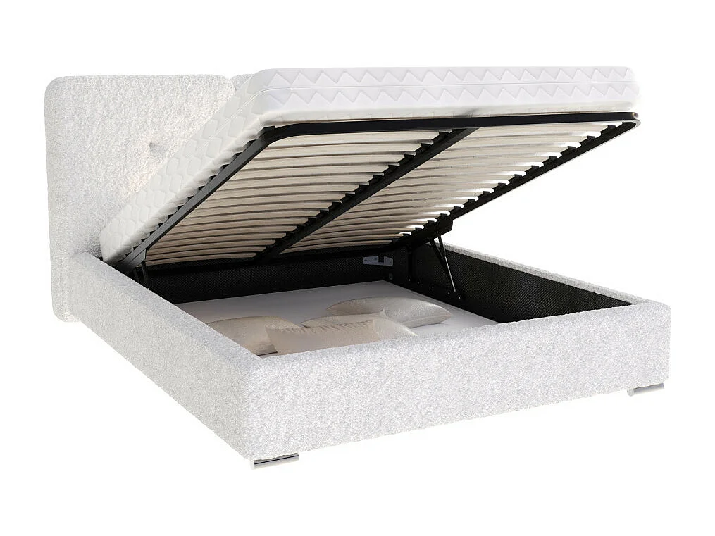 Lit coffre Rivello 160 x 200 cm avec sommier à lattes relevable Blanc