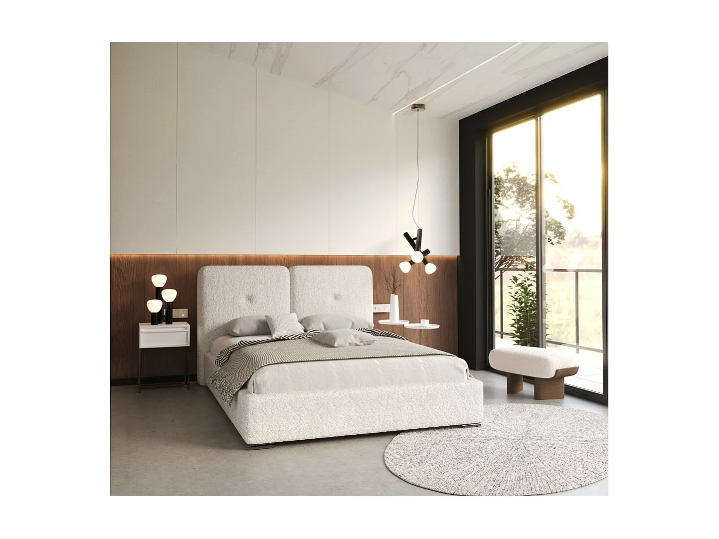 Lit coffre Rivello 160 x 200 cm avec sommier à lattes relevable Blanc