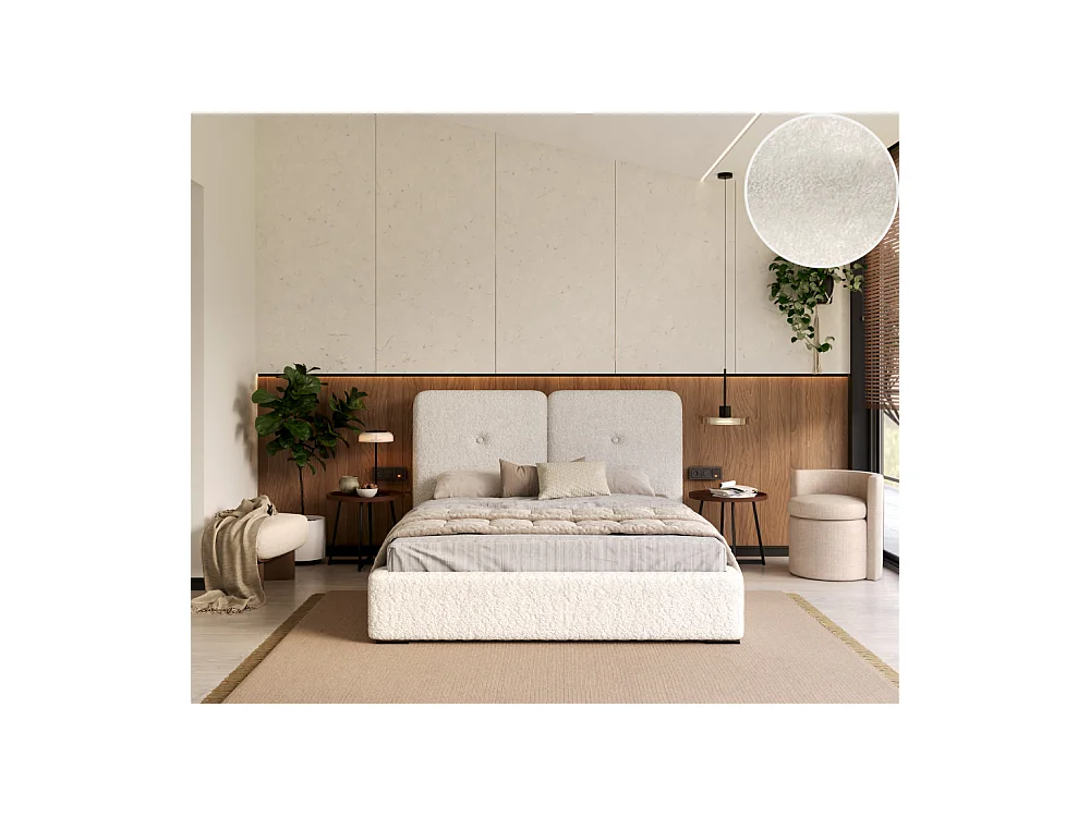 Lit coffre Rivello 160 x 200 cm avec sommier à lattes relevable Blanc
