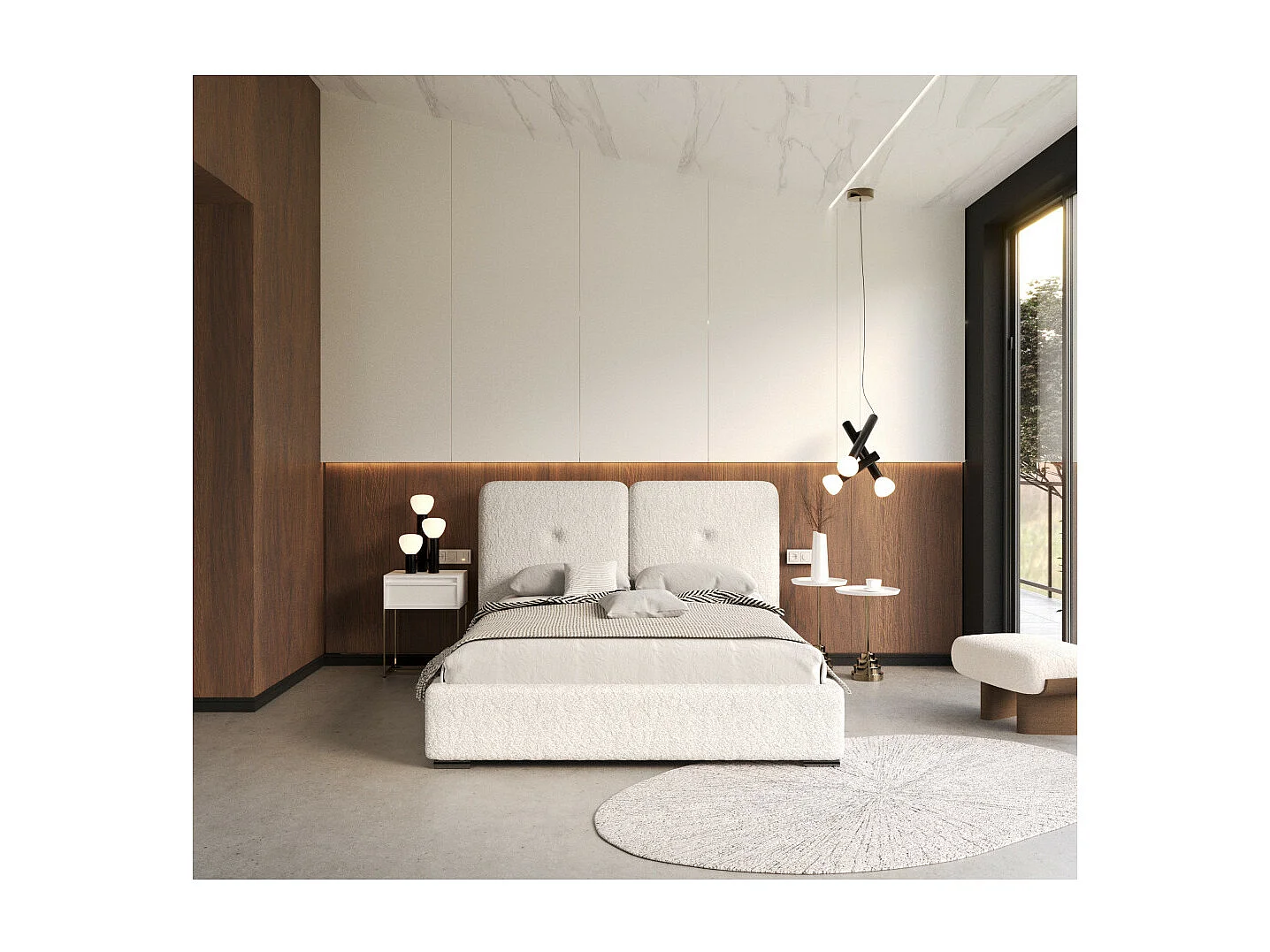 Lit coffre Rivello 160 x 200 cm avec sommier à lattes relevable Blanc