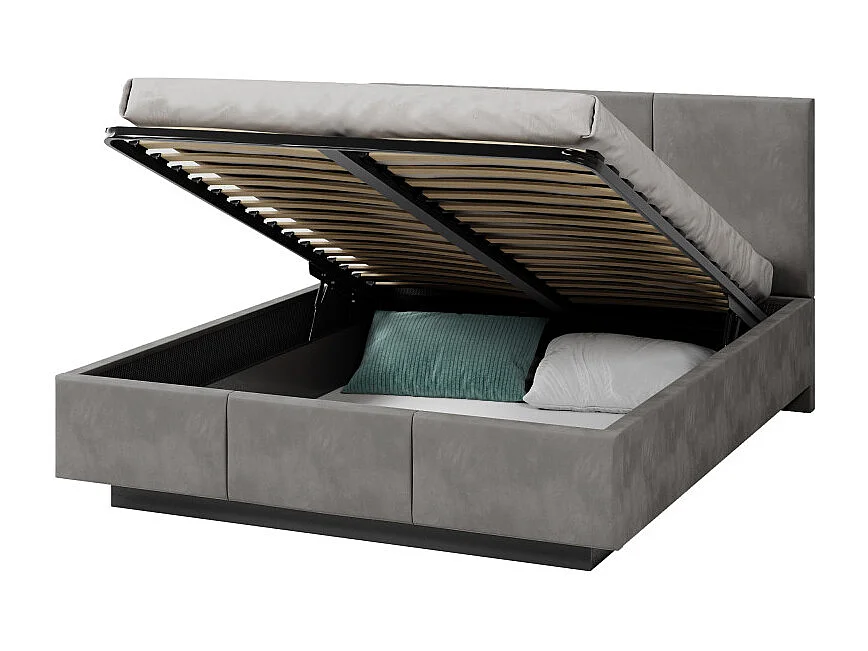 Lit coffre Aveiro 120 x 200 cm avec sommier à lattes relevable Gris Foncé