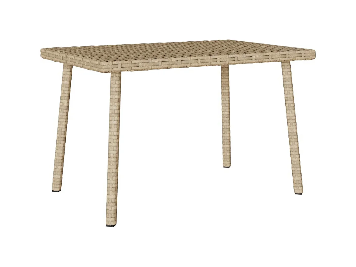 Table basse de jardin rectangulaire beige 60x40x37 cm rotin