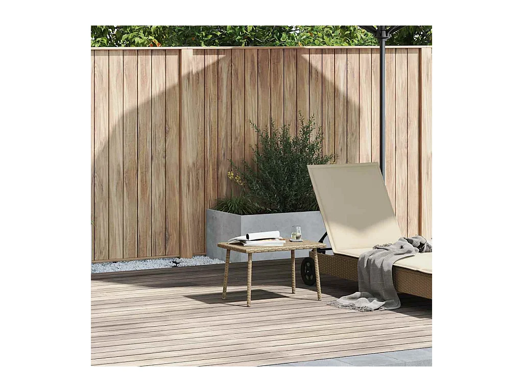 Table basse de jardin rectangulaire beige 60x40x37 cm rotin