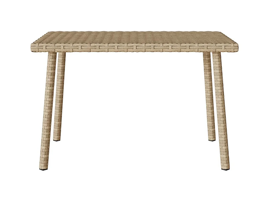 Table basse de jardin rectangulaire beige 60x40x37 cm rotin