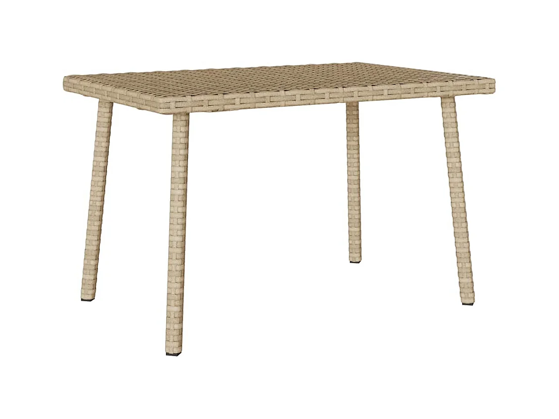 Table basse de jardin rectangulaire beige 60x40x37 cm rotin