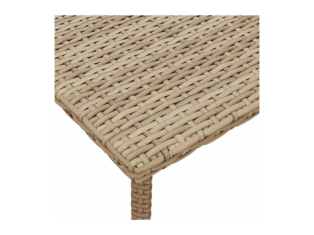 Table basse de jardin rectangulaire beige 60x40x37 cm rotin