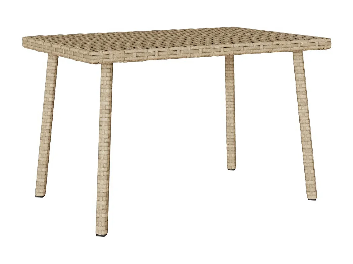 Table basse de jardin rectangulaire beige 60x40x37 cm rotin
