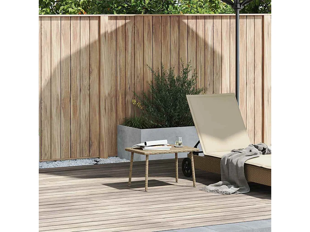 Table basse de jardin rectangulaire beige 60x40x37 cm rotin