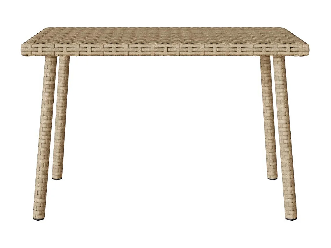 Table basse de jardin rectangulaire beige 60x40x37 cm rotin