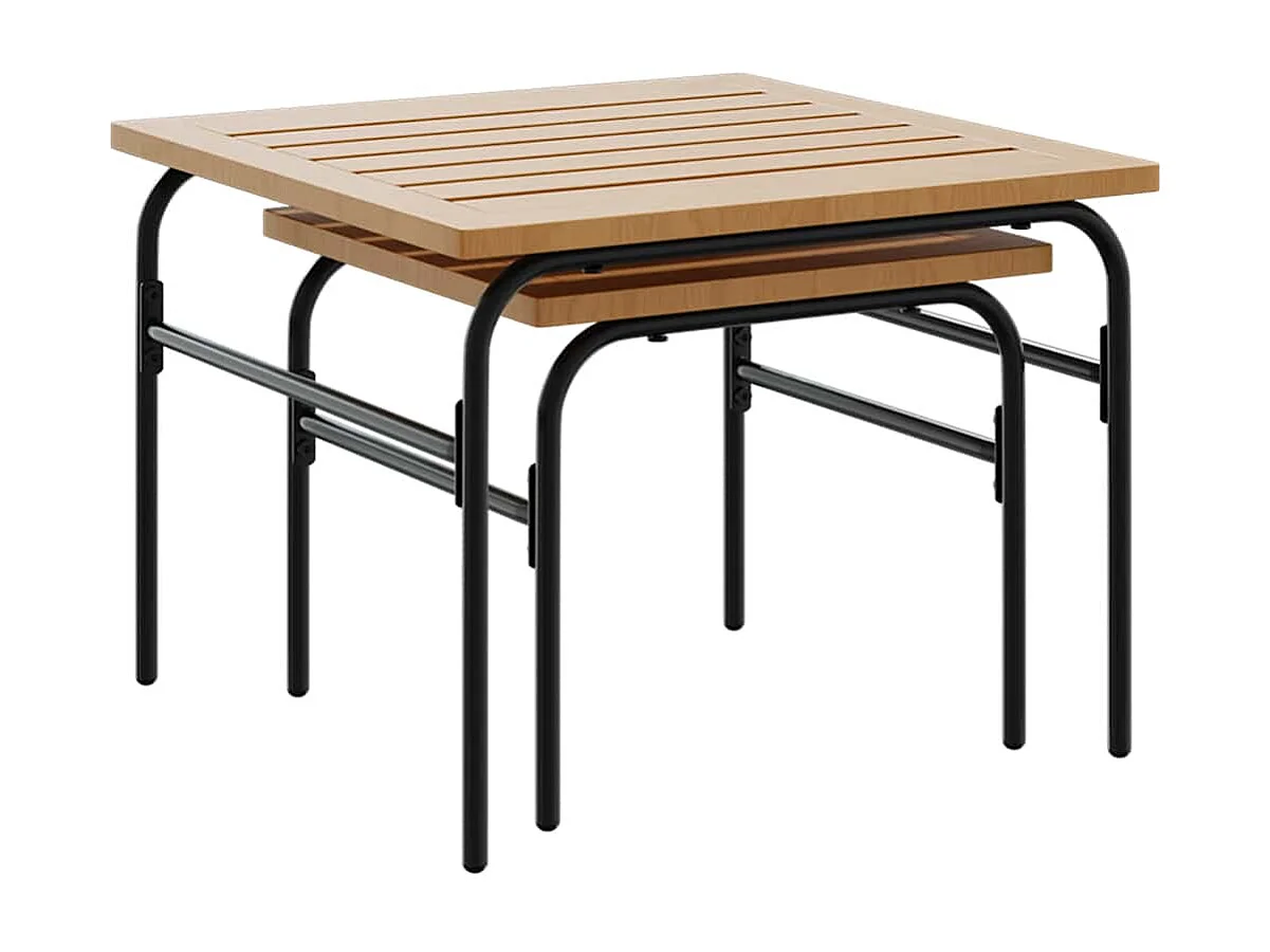 Tables basses gigognes de jardin 2 pièces marron et noir acier