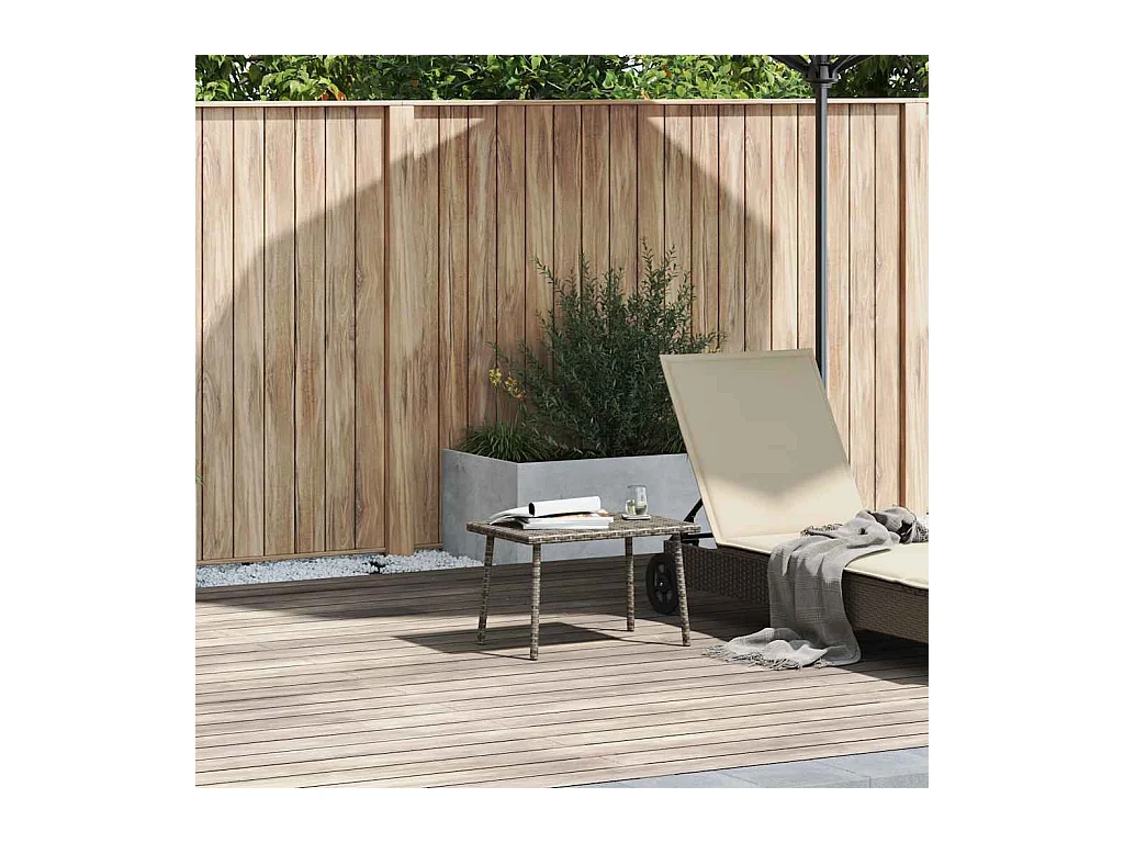 Table basse de jardin rectangulaire gris 60x40x37 cm rotin