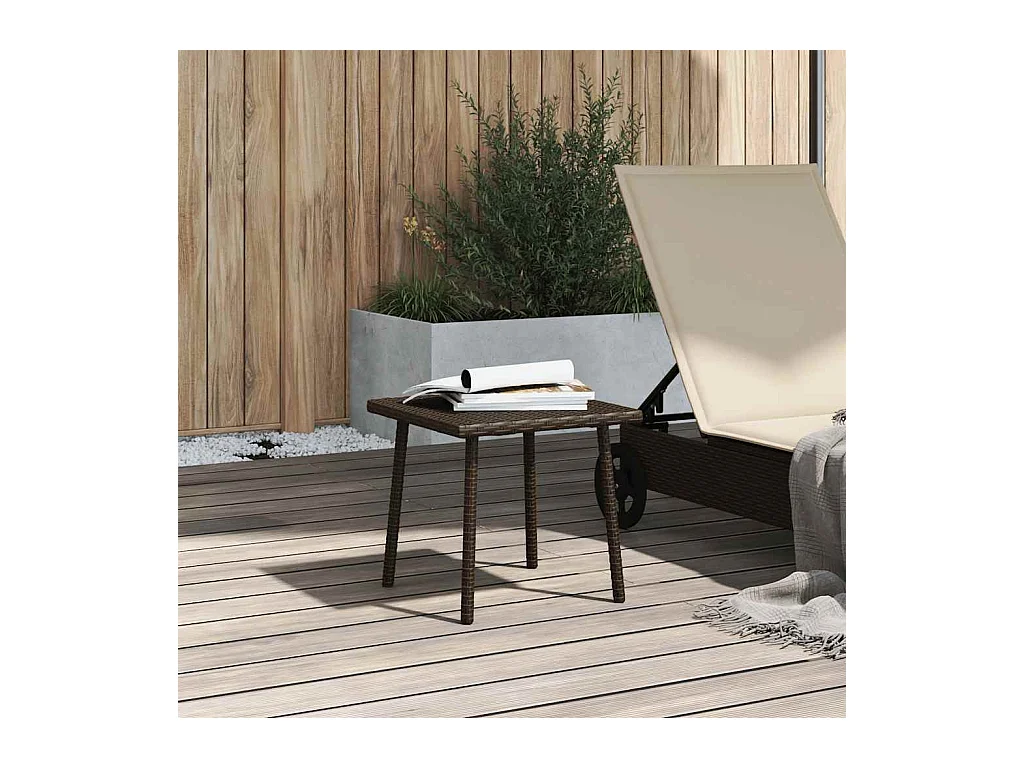 Table basse de jardin rectangulaire marron 40x40x37 cm rotin