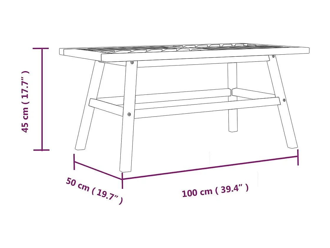 Mesa de centro 100x50x45 cm madeira de acácia maciça