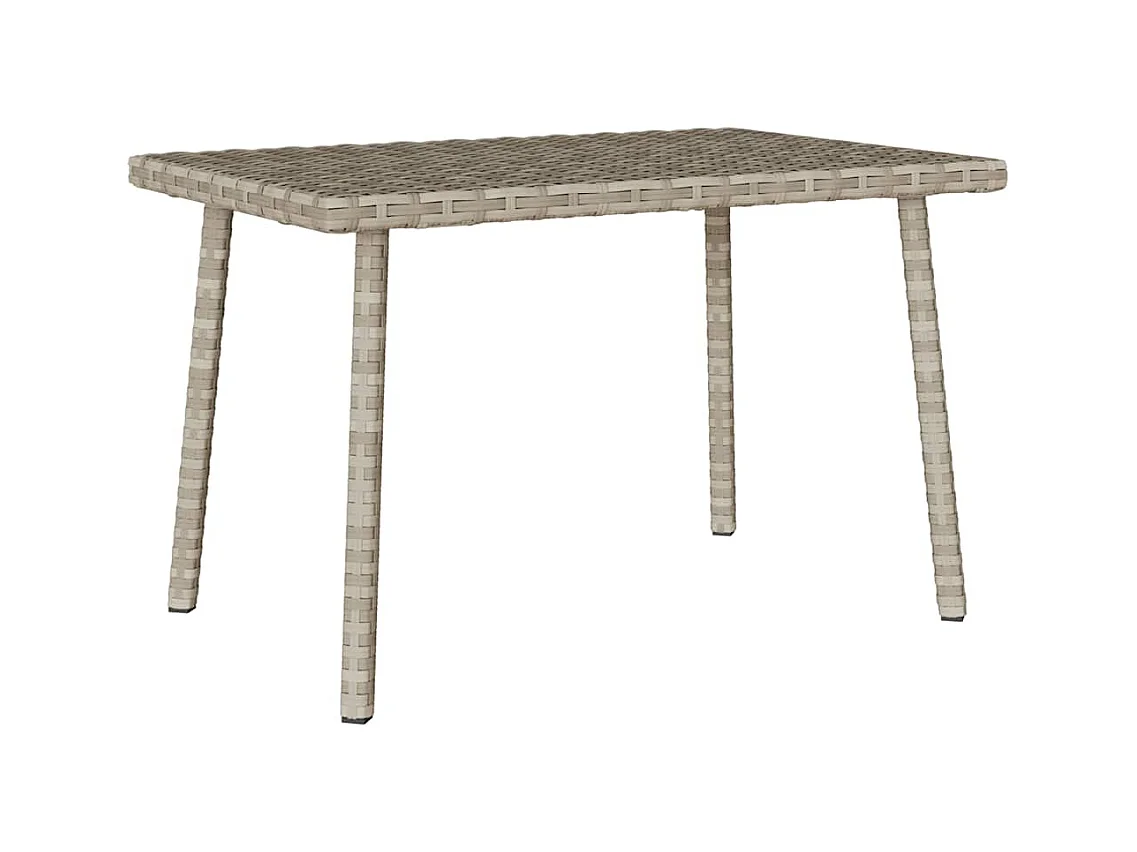 Table basse de jardin rectangulaire gris clair résine tressée