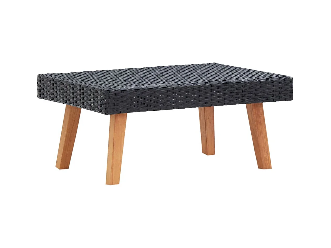 Table basse de jardin Résine tressée Noir