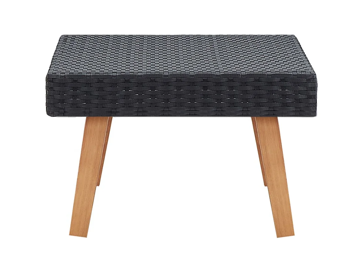 Table basse de jardin Résine tressée Noir