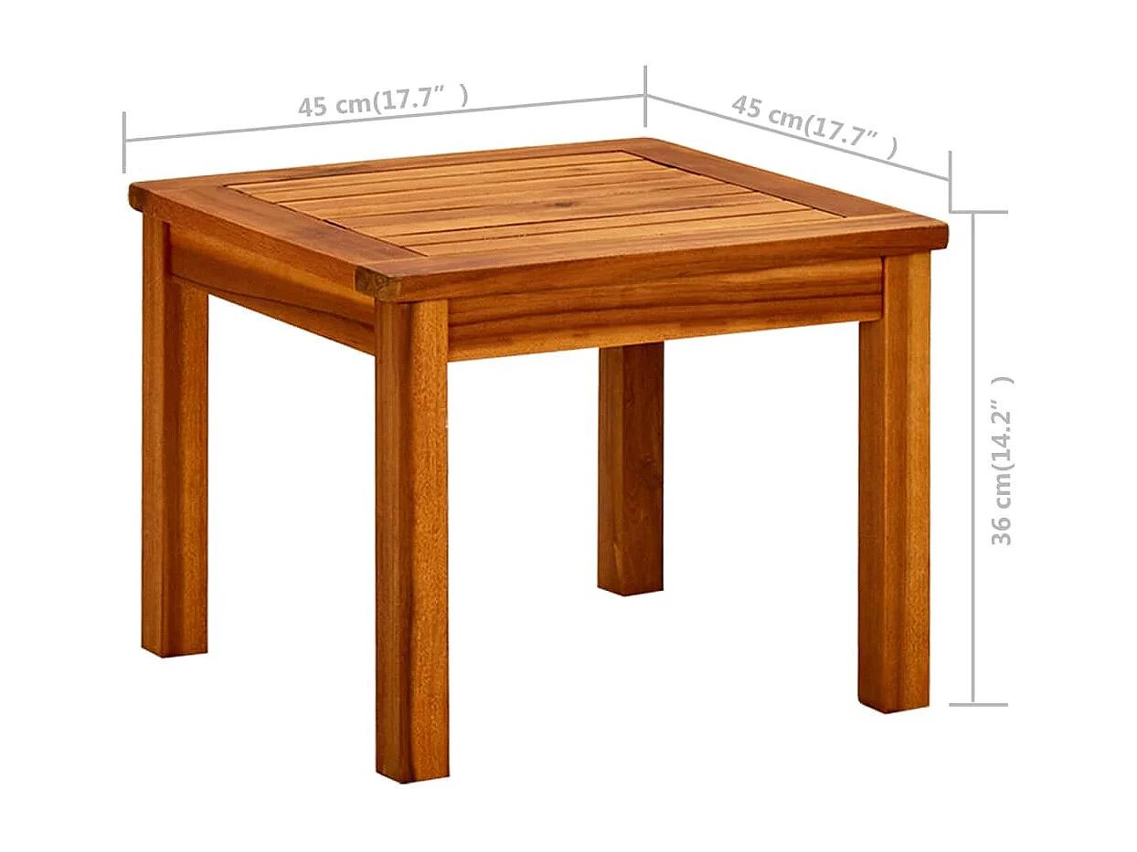 Mesa de centro de jardín madera maciza de acacia 45x45x36 cm