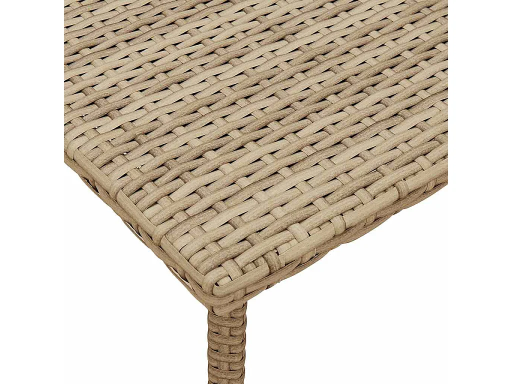Table basse de jardin rectangulaire beige 40x40x37 cm rotin