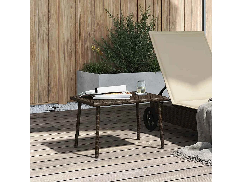 Mesa de centro de jardim retangular 60x40x37cm vime PE castanho