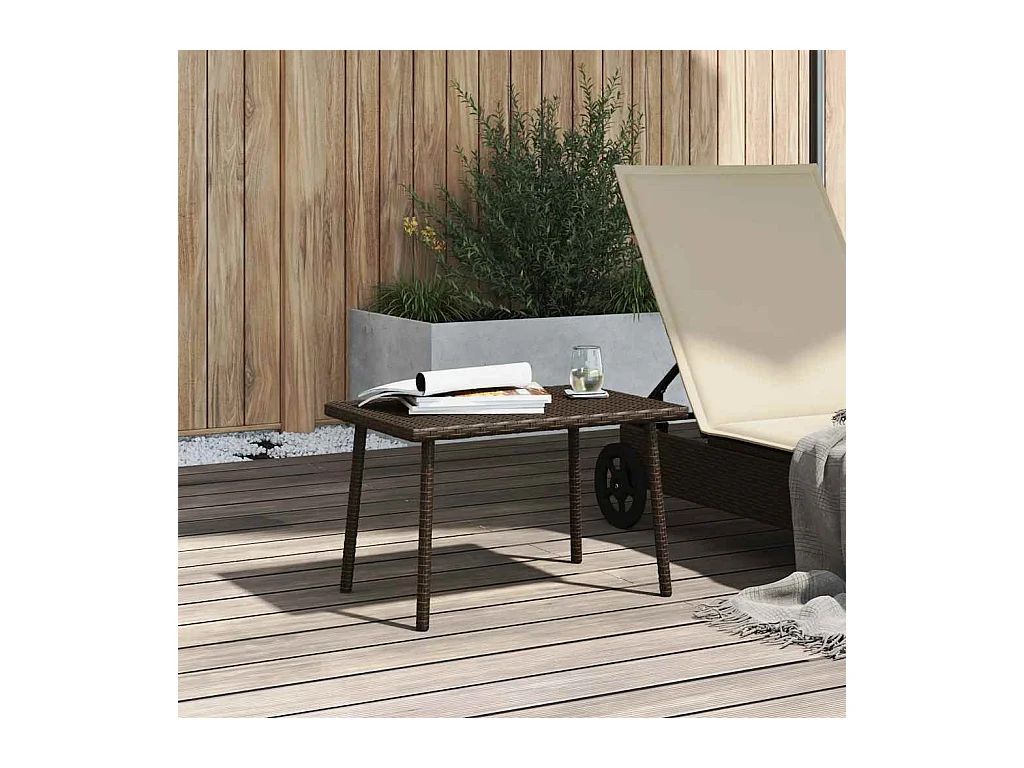 Table basse de jardin rectangulaire marron 60x40x37 cm rotin