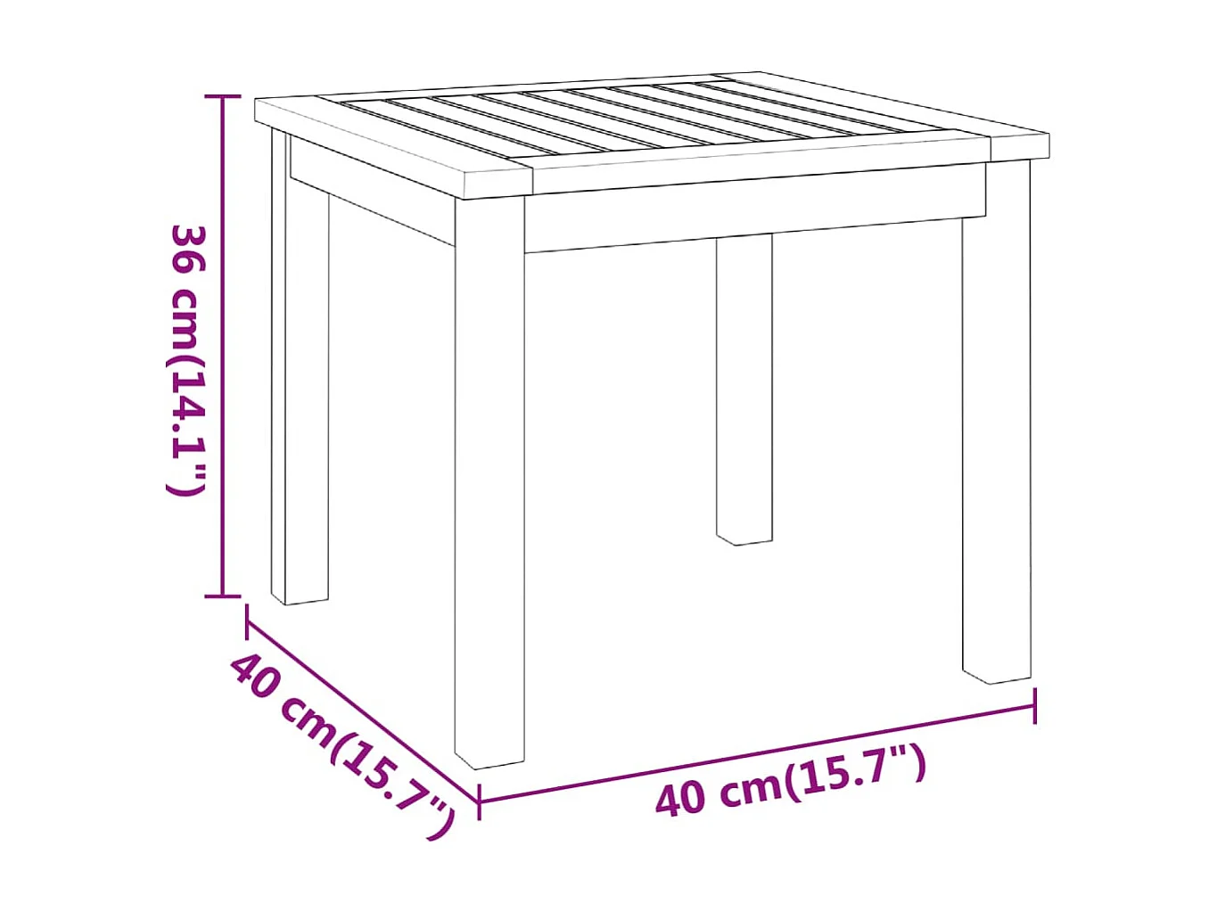 Mesa de centro de madera maciza de acacia 40x40x36 cm