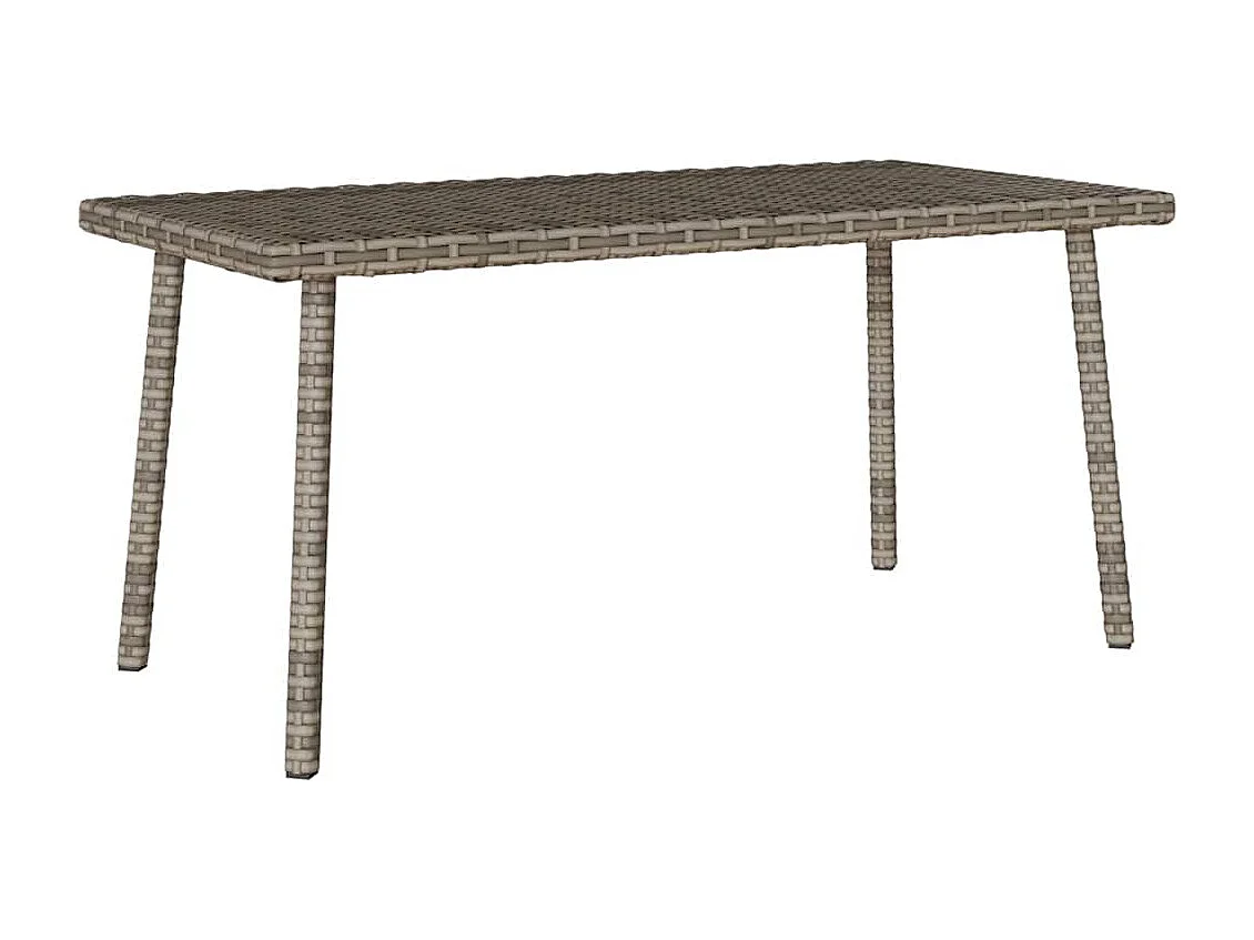 Table basse de jardin rectangulaire gris 80x40x37 cm rotin