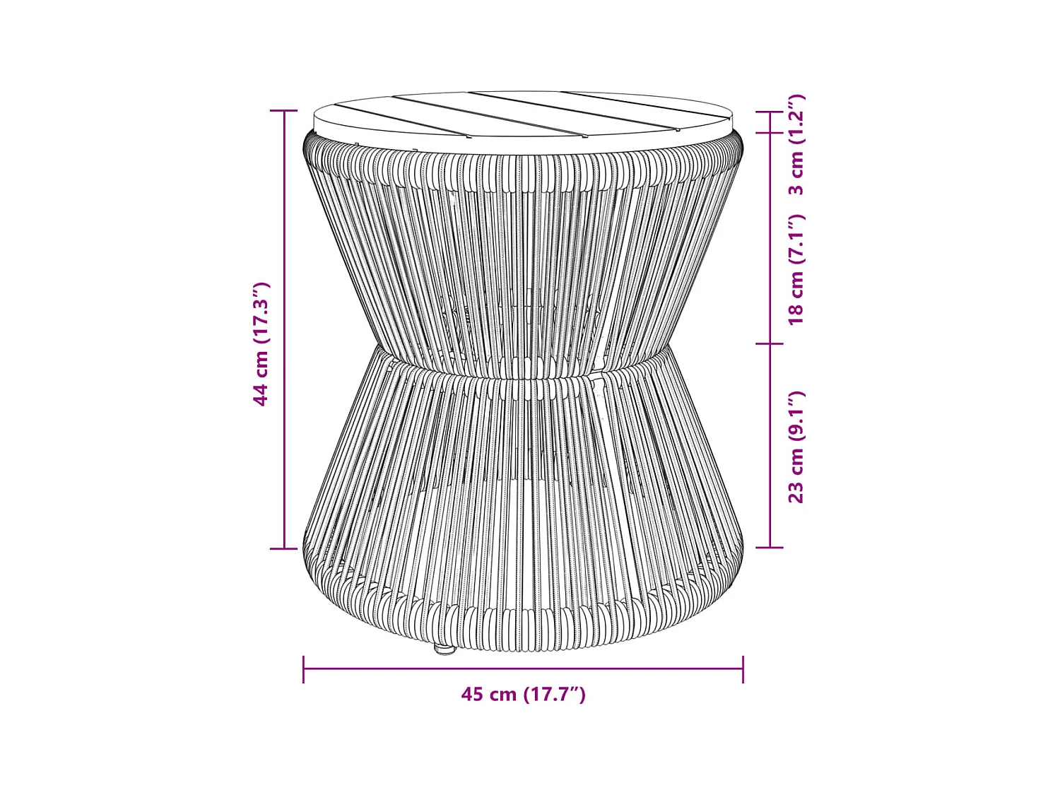 Table basse avec base en fil de fer noir bois d'acacia massif