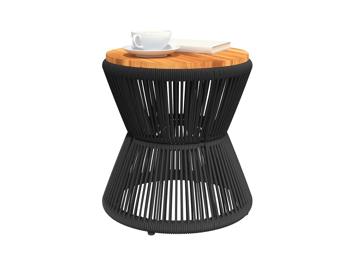 Table basse avec base en fil de fer noir bois d'acacia massif