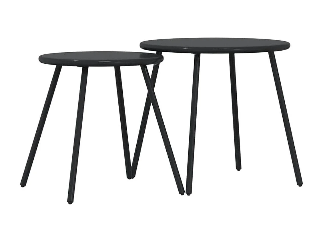 Tables basses de jardin 2pièces rondes noir acier enduit de poudre