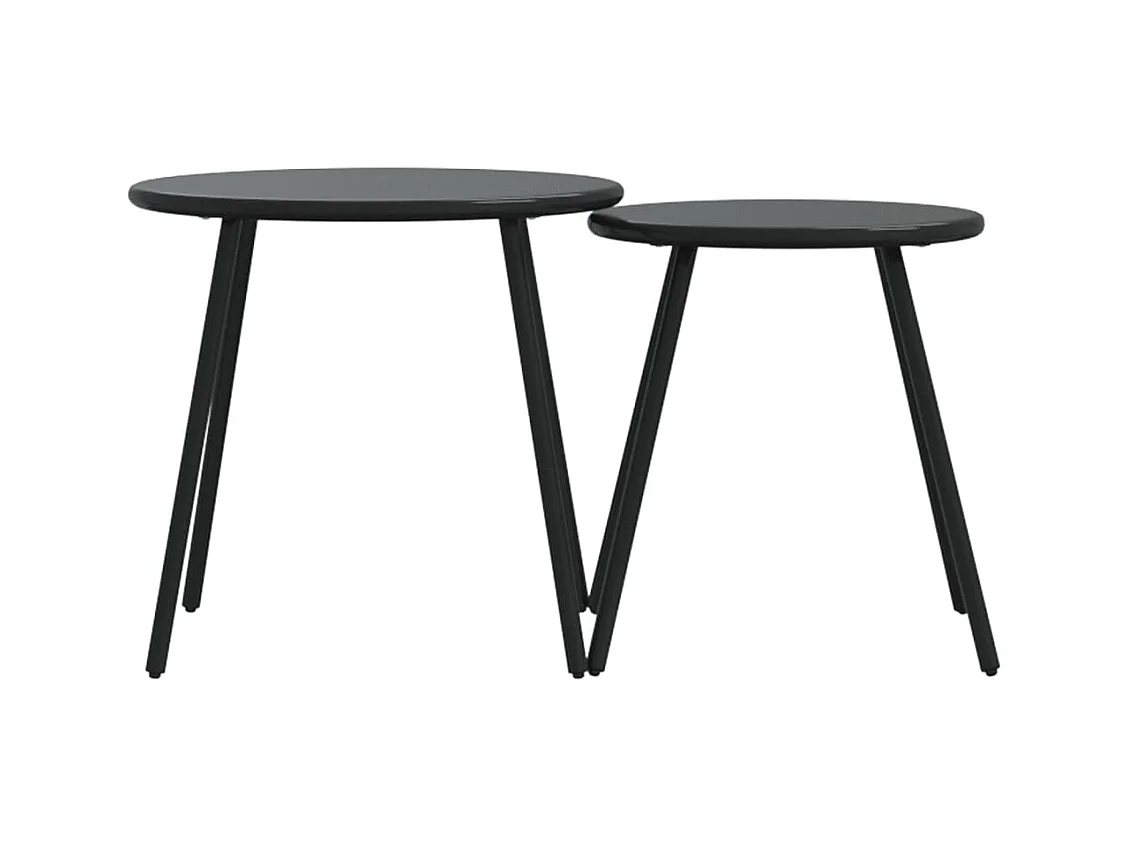 Tables basses de jardin 2pièces rondes noir acier enduit de poudre
