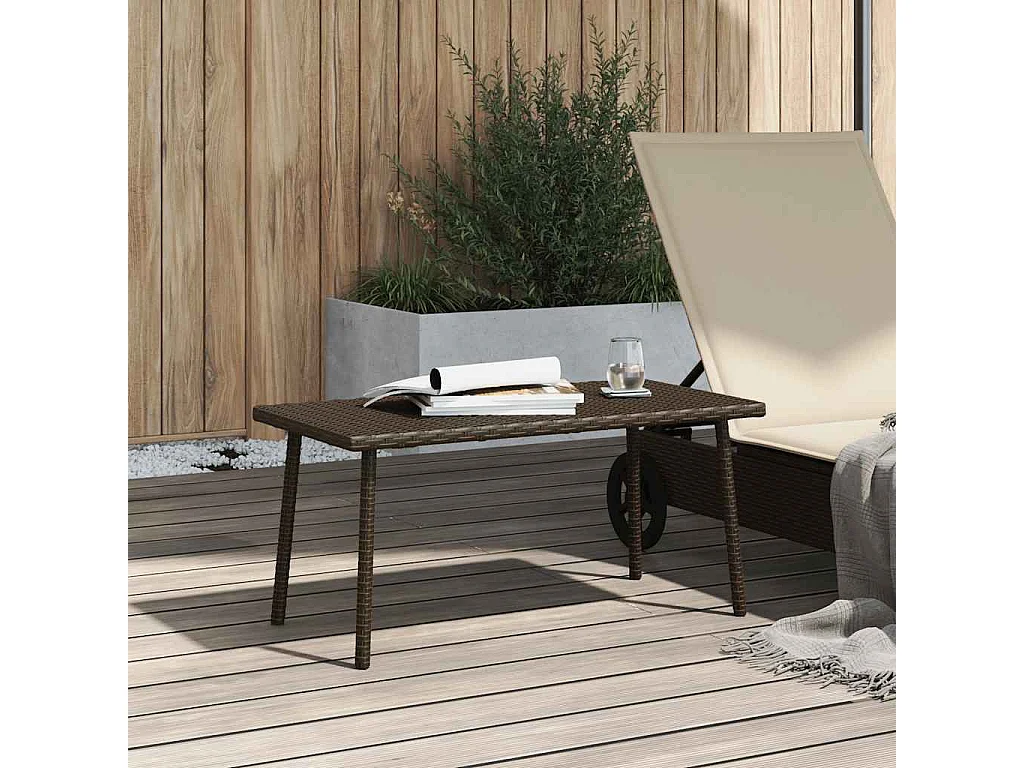 Tuin salontafel rechthoekig 80x40x37 cm poly rattan bruin