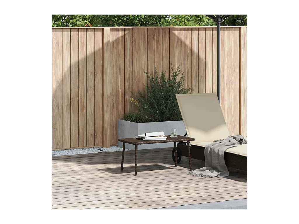 Table basse de jardin rectangulaire marron 40x40x37 cm rotin