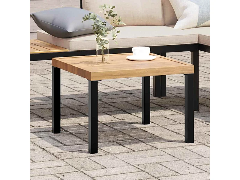 Table basse de jardin noir 55x55x39,5 cm acier enduit de poudre