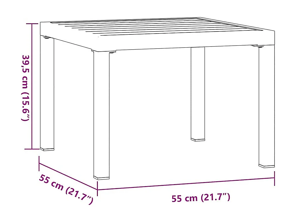 Table basse de jardin noir 55x55x39,5 cm acier enduit de poudre
