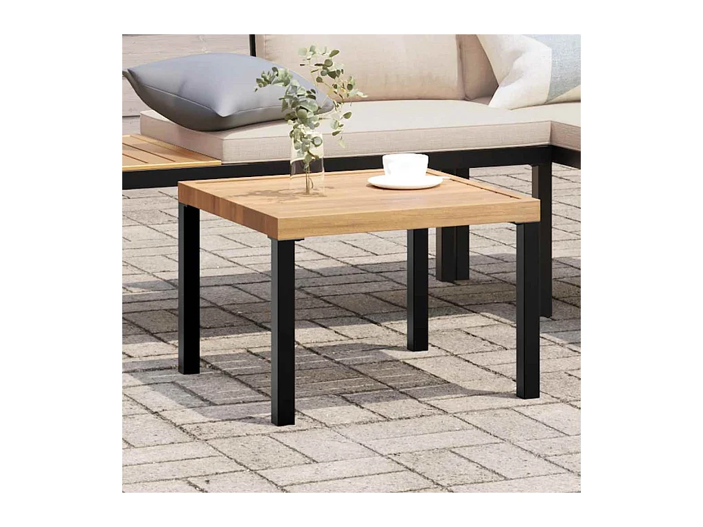 Table basse de jardin noir 55x55x39,5 cm acier enduit de poudre