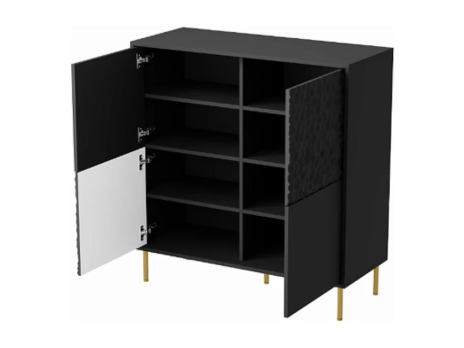 Buffet Noir Portes tournantes Assemblage complet requis Aggloméré