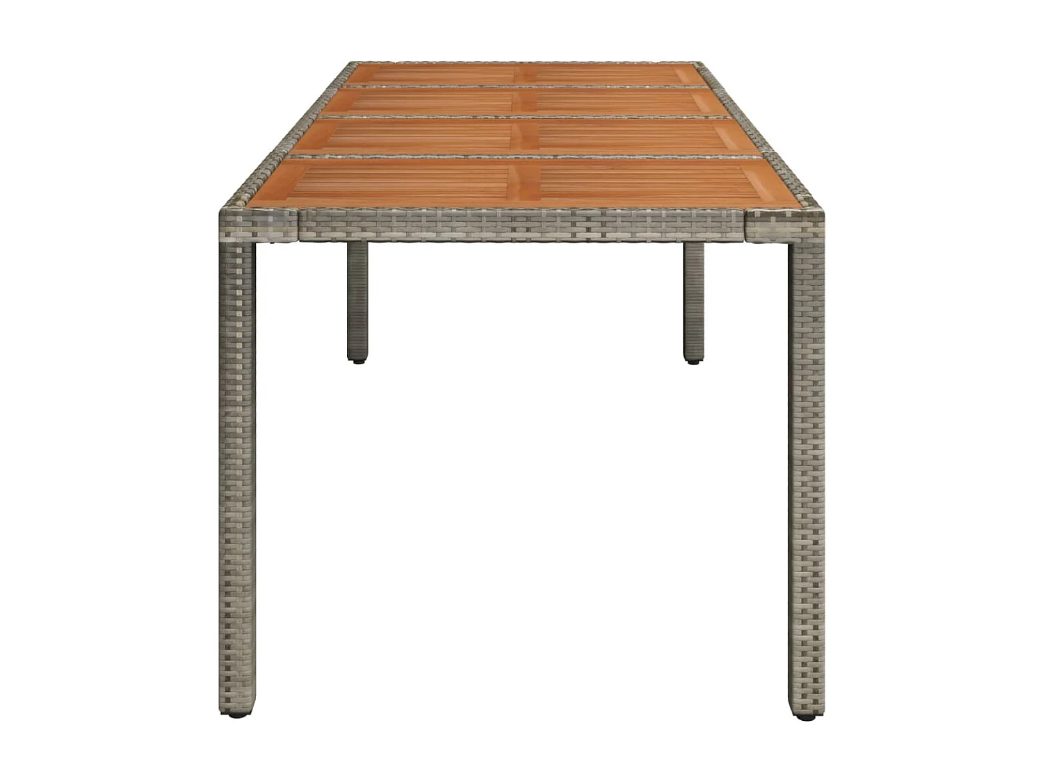 Table de jardin dessus en bois Gris 190x90x75 cm Résine tressée