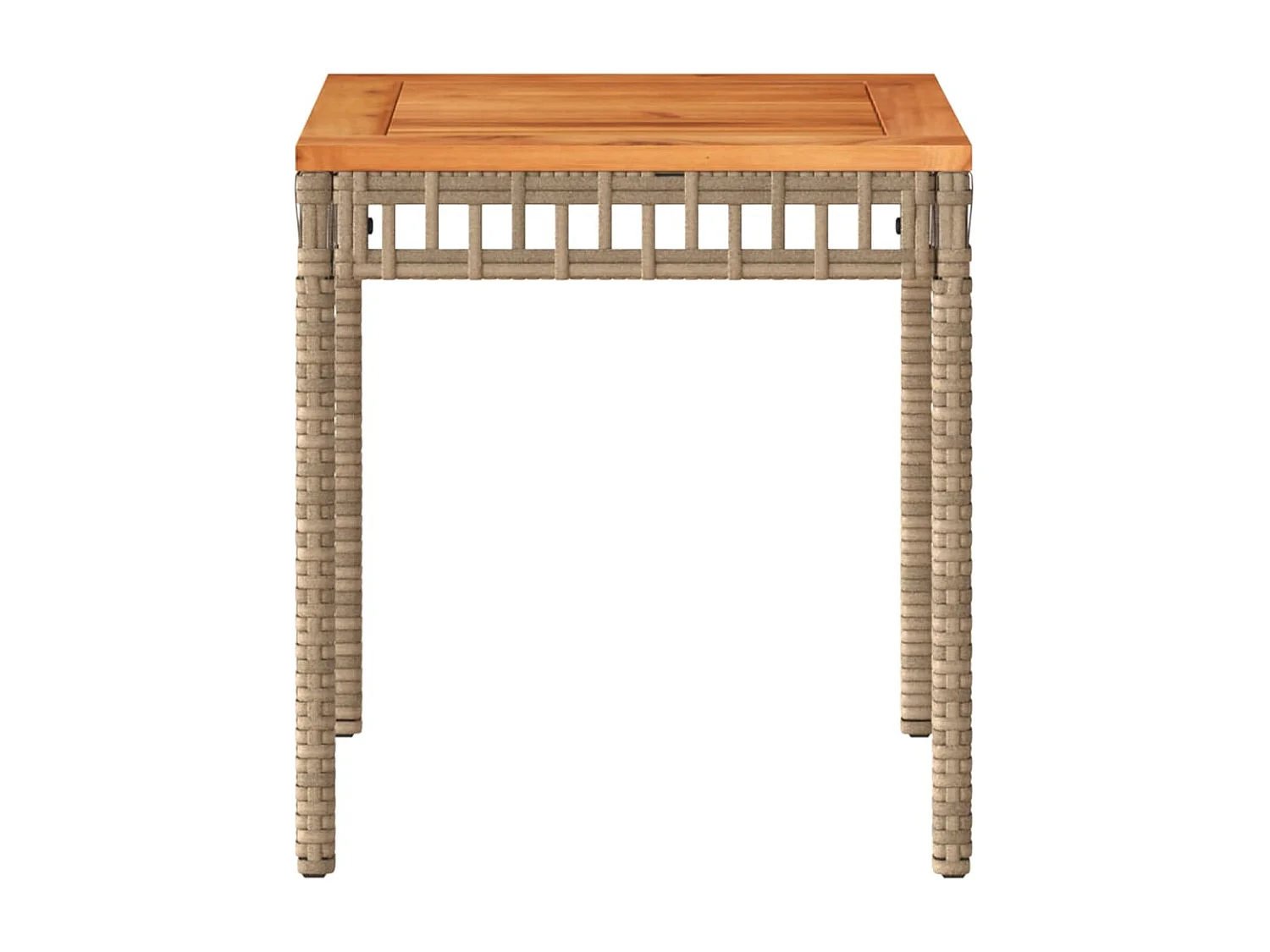 Table de jardin mélange beige 38x38x42 cm rotin et bois acacia