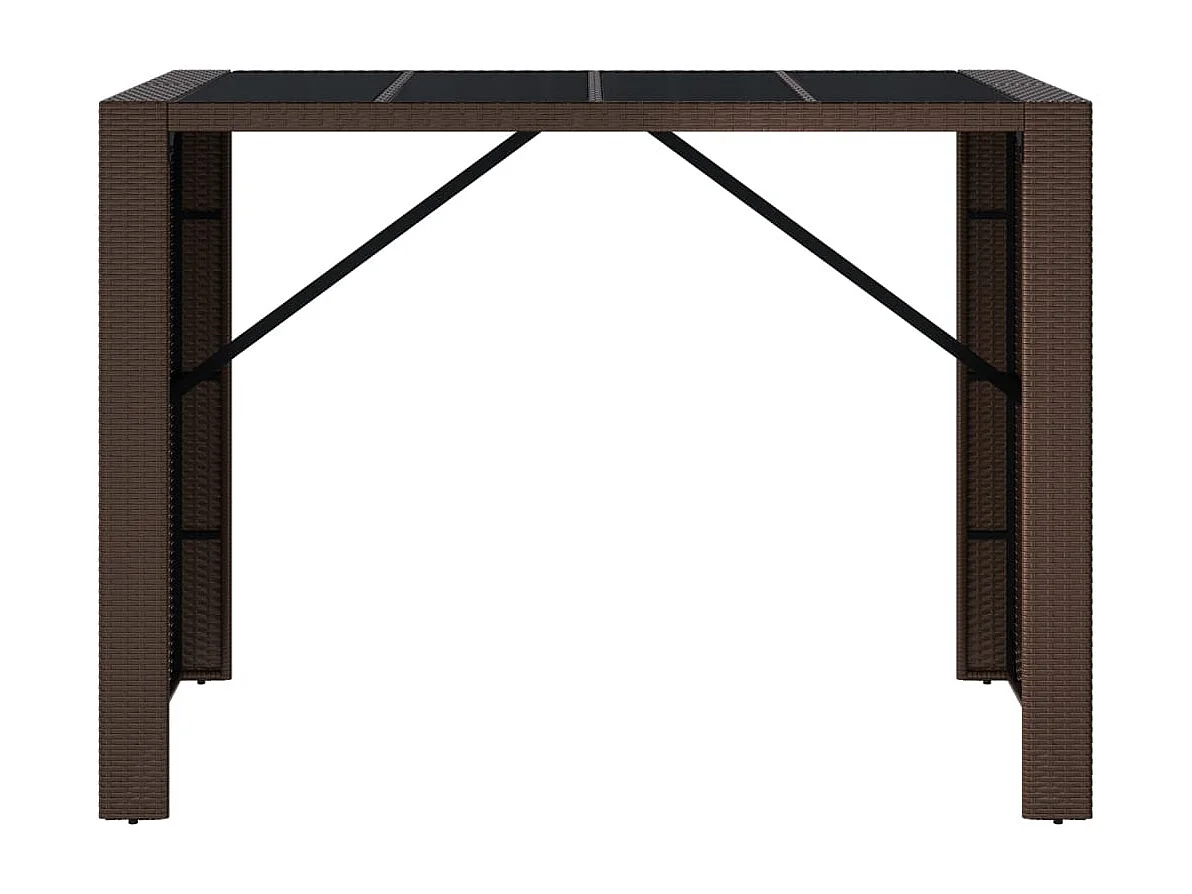Table de bar et dessus en verre marron 145x80x110 cm poly rotin
