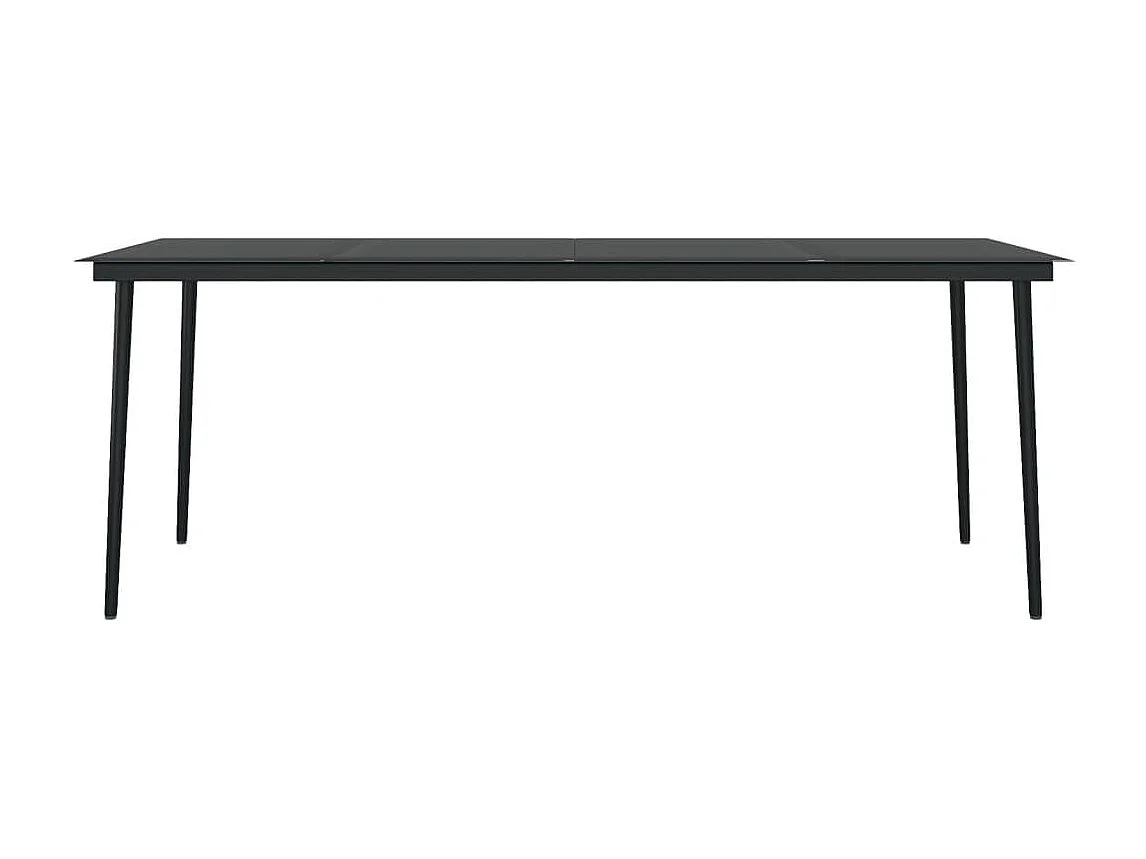 Mesa de jantar para jardim 200x100x74 cm aço e vidro preto